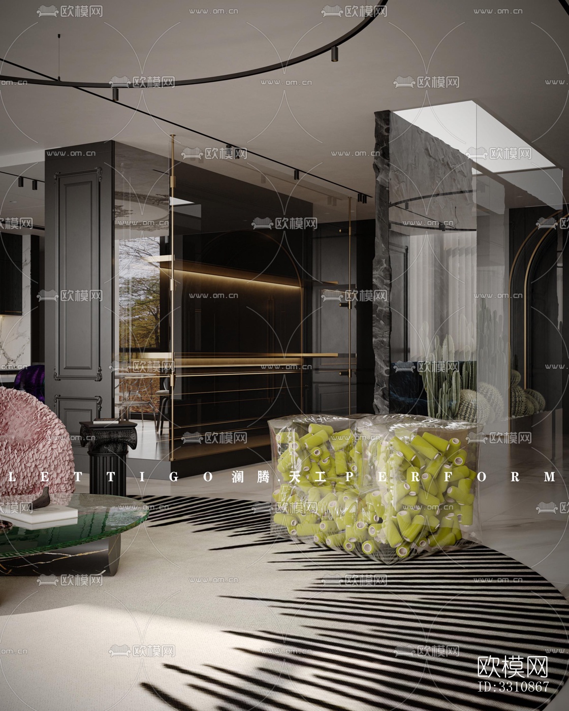 现代客餐厅效果图下载（渲染图6）