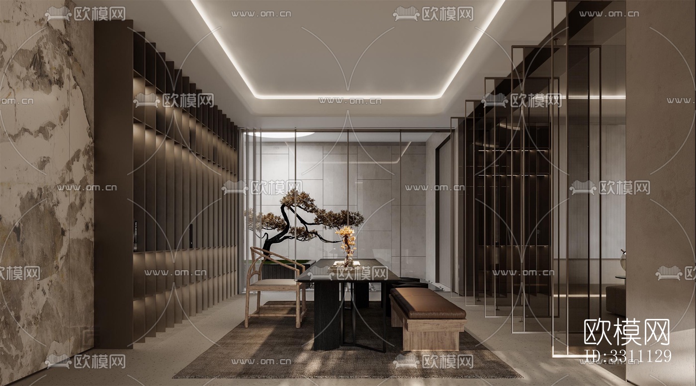 现代客餐厅效果图下载（渲染图2）