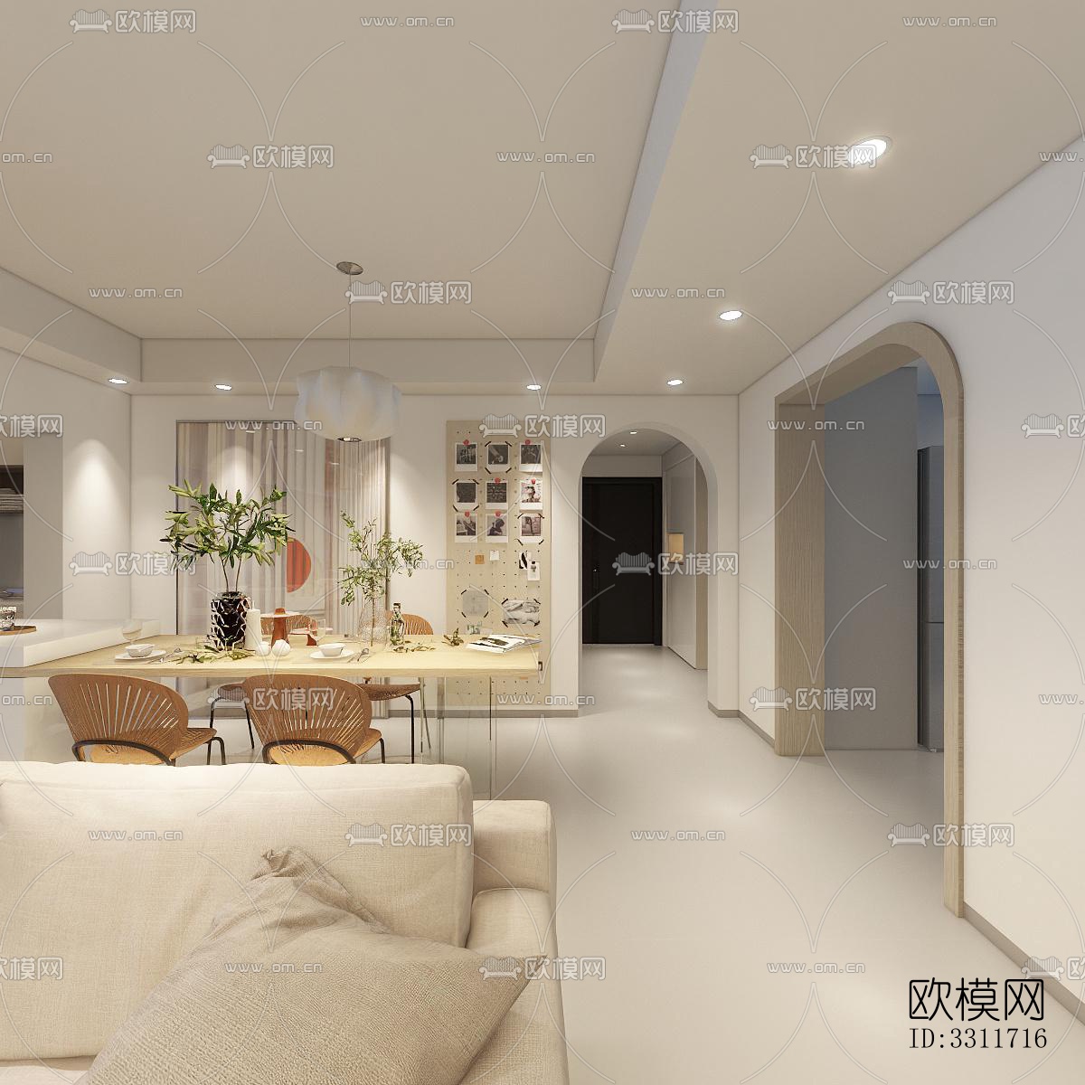 现代客餐厅效果图下载（渲染图5）