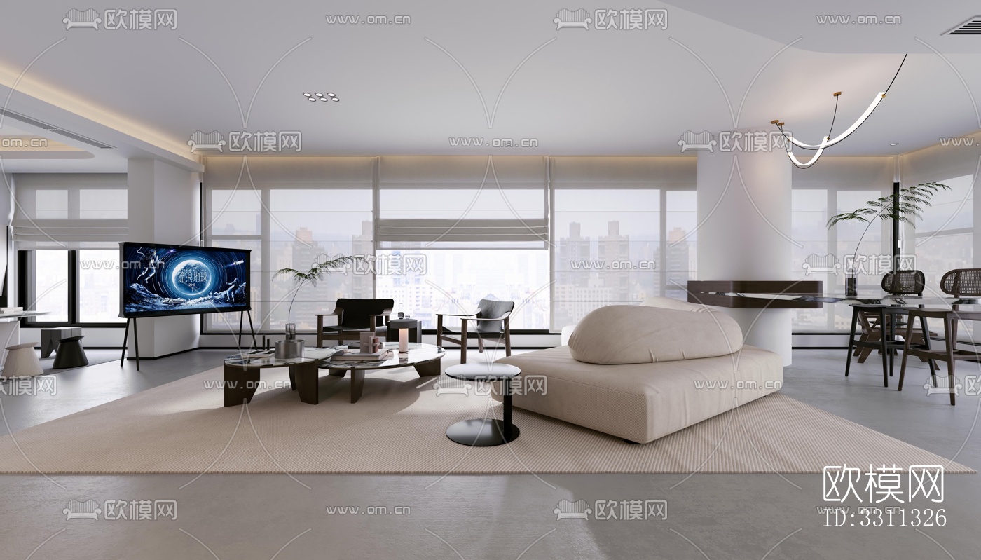 现代客餐厅效果图下载（渲染图8）