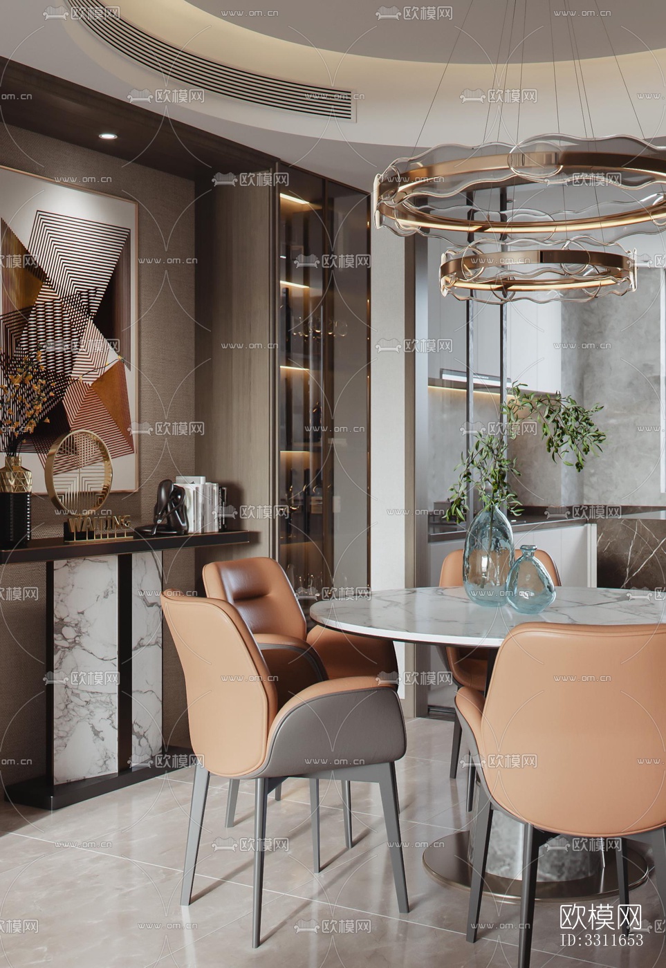 现代客餐厅效果图下载（渲染图2）