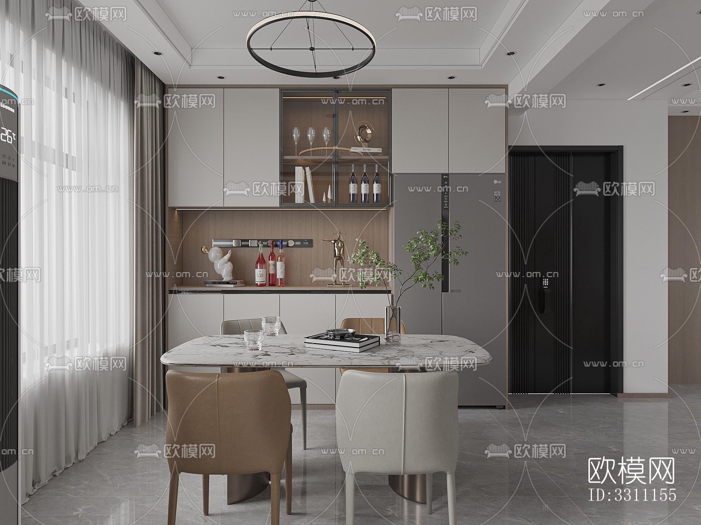现代客餐厅效果图下载（渲染图10）
