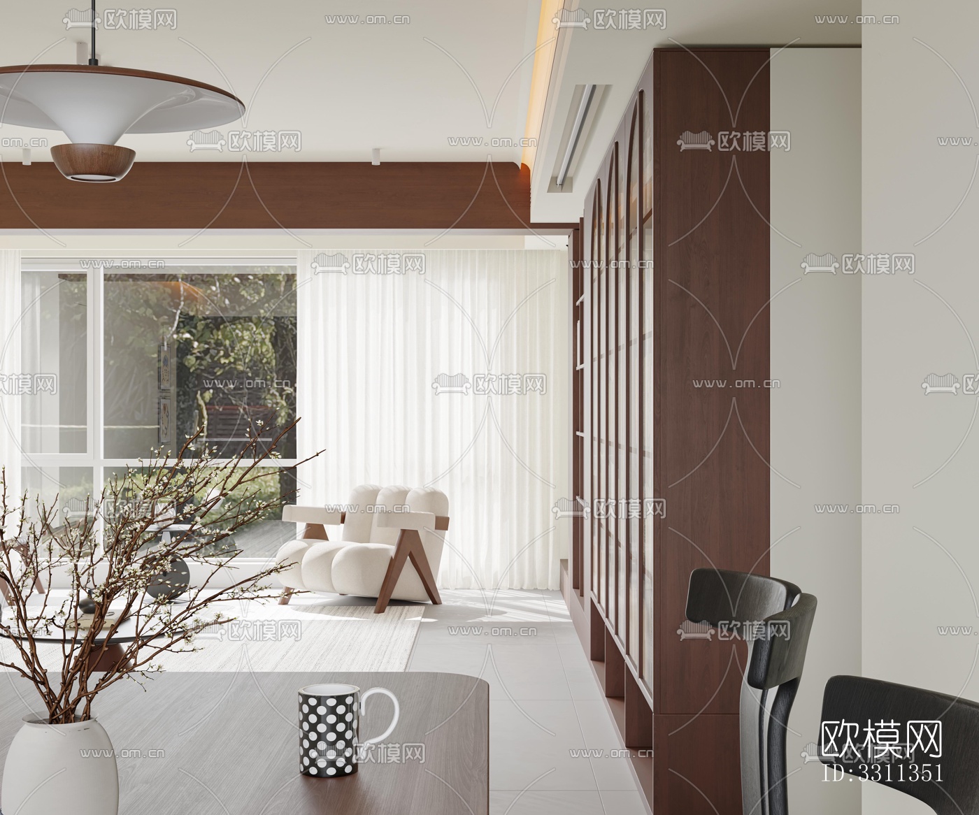 现代客餐厅效果图下载（渲染图1）