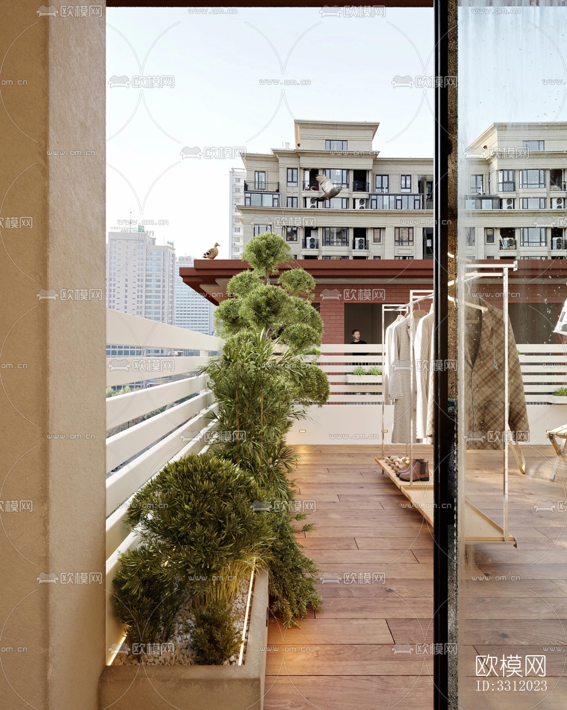 现代阳台花园效果图下载（渲染图3）