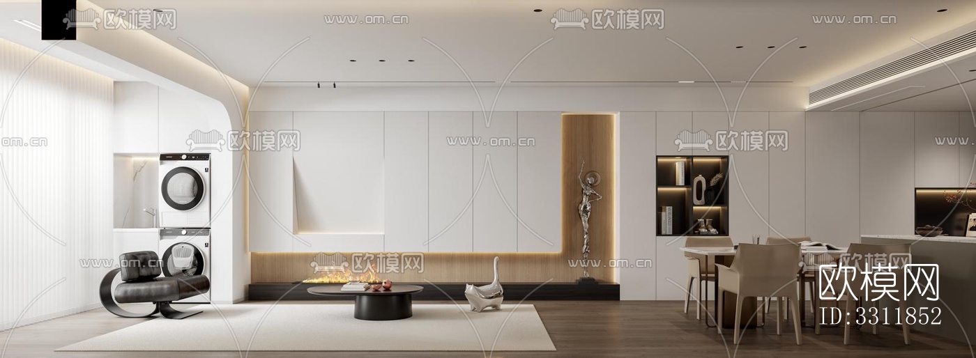 现代客餐厅效果图下载（渲染图6）