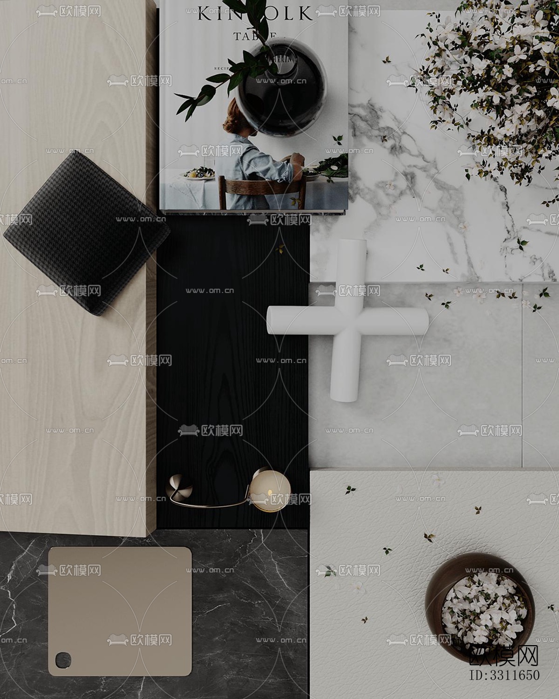 现代客餐厅效果图下载（渲染图1）