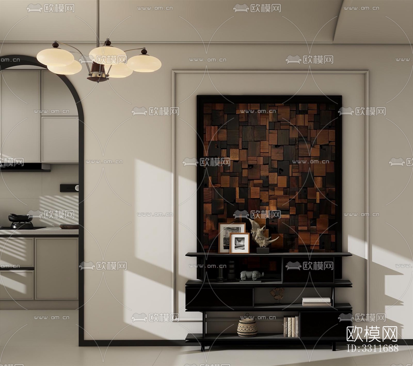 现代客餐厅效果图下载（渲染图3）