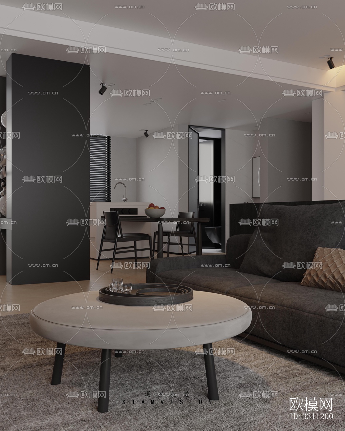 现代客餐厅效果图下载（渲染图10）