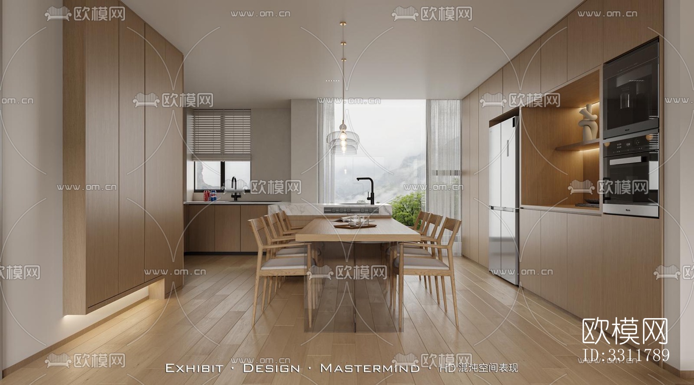 现代客餐厅效果图下载（渲染图5）