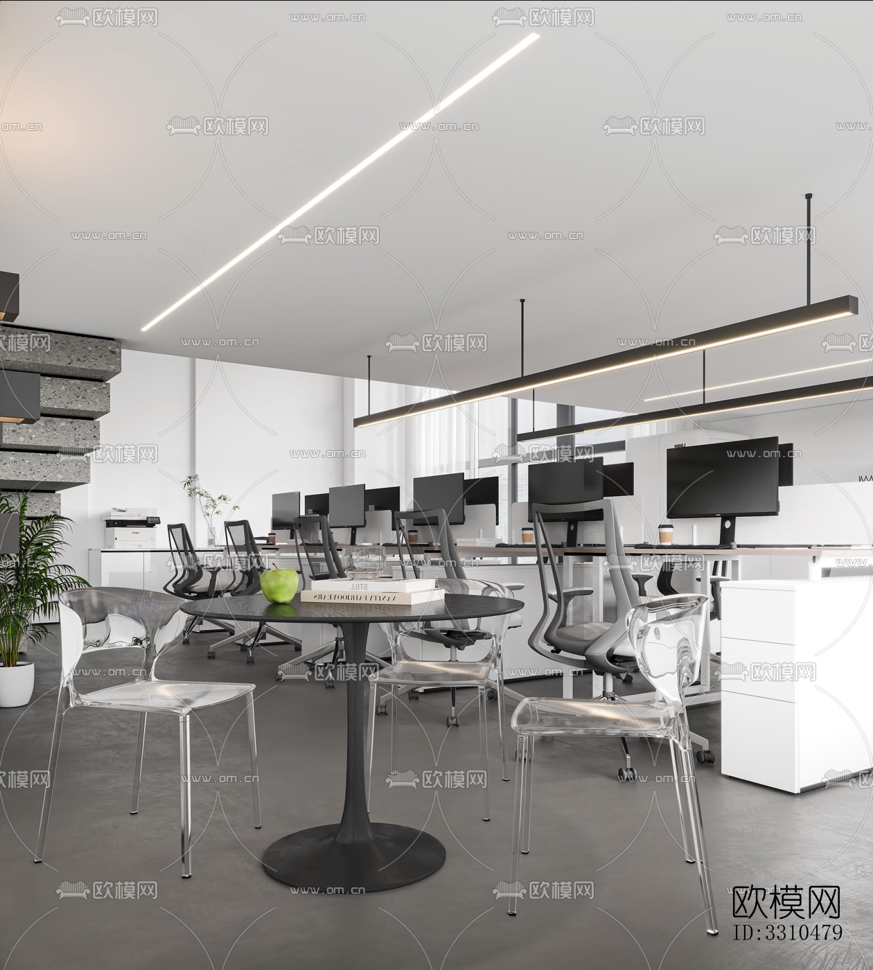现代办公区效果图下载（渲染图5）