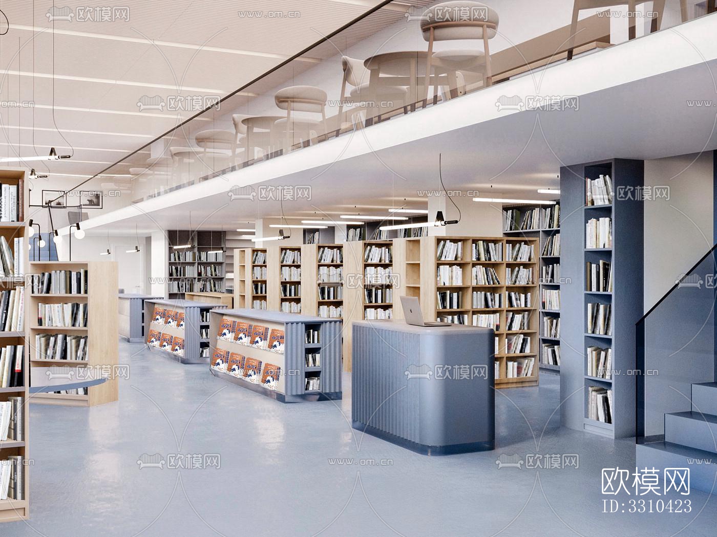 现代图书馆效果图下载（渲染图9）