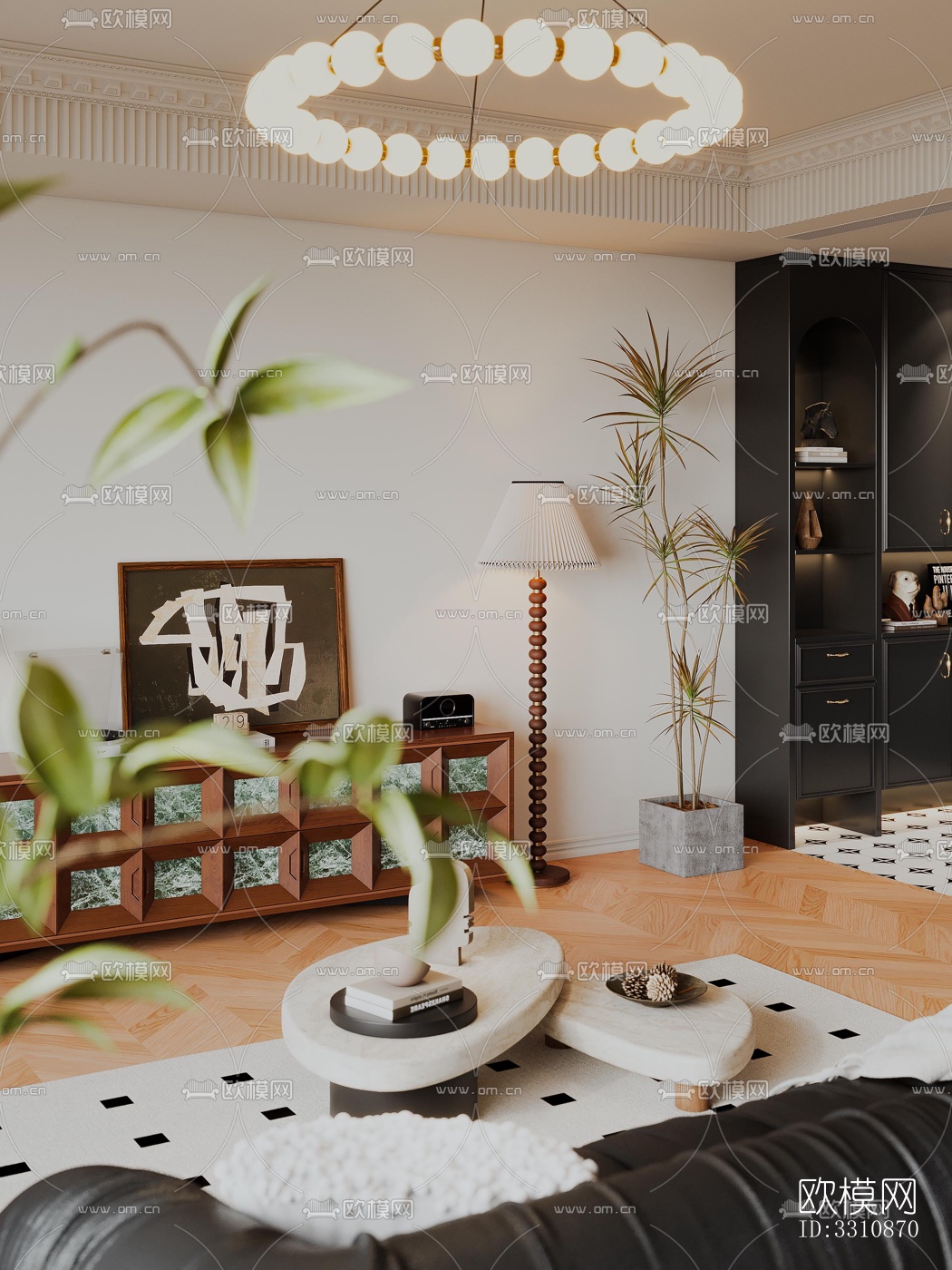 现代客餐厅效果图下载（渲染图3）