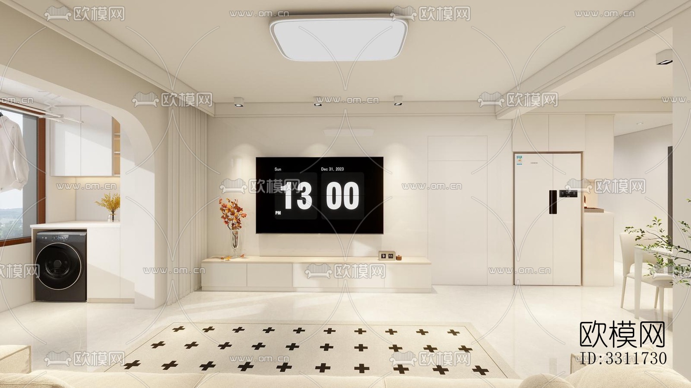 现代客餐厅效果图下载（渲染图4）