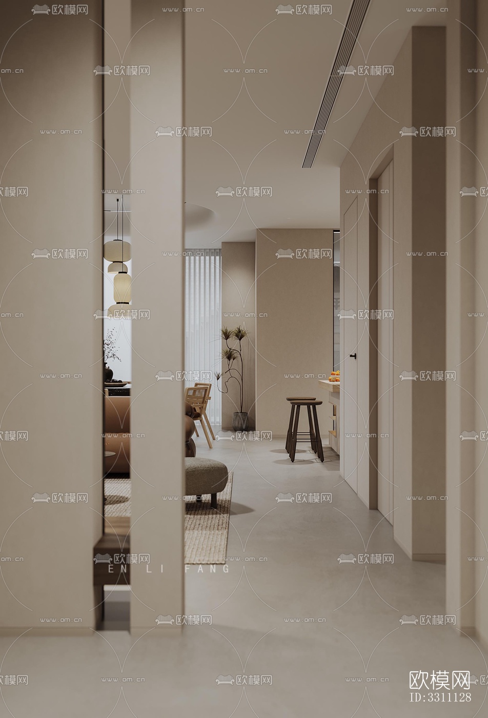 现代客餐厅效果图下载（渲染图6）