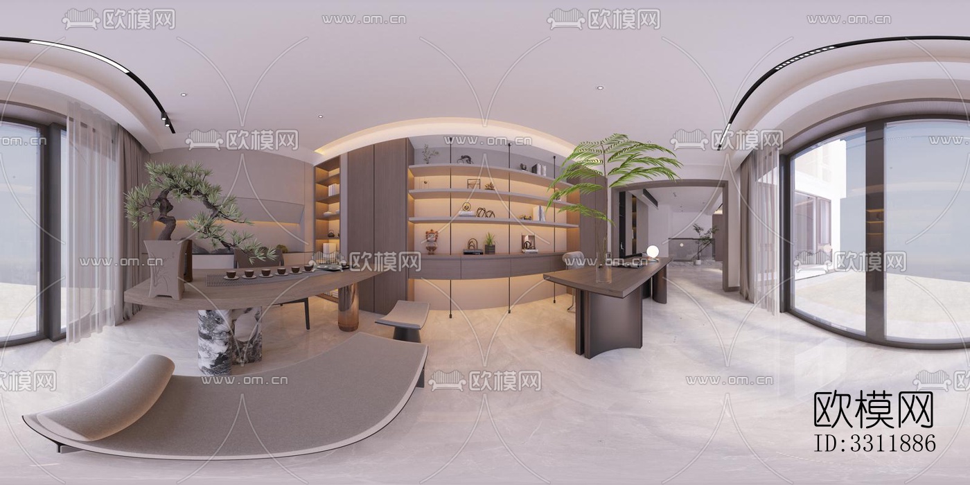 现代客餐厅效果图下载（渲染图6）