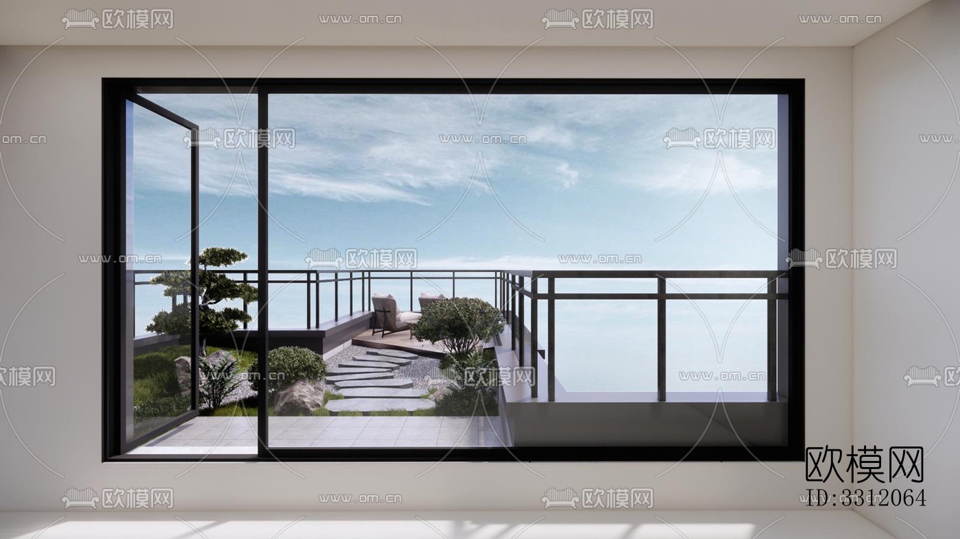 现代阳台花园效果图下载（渲染图1）