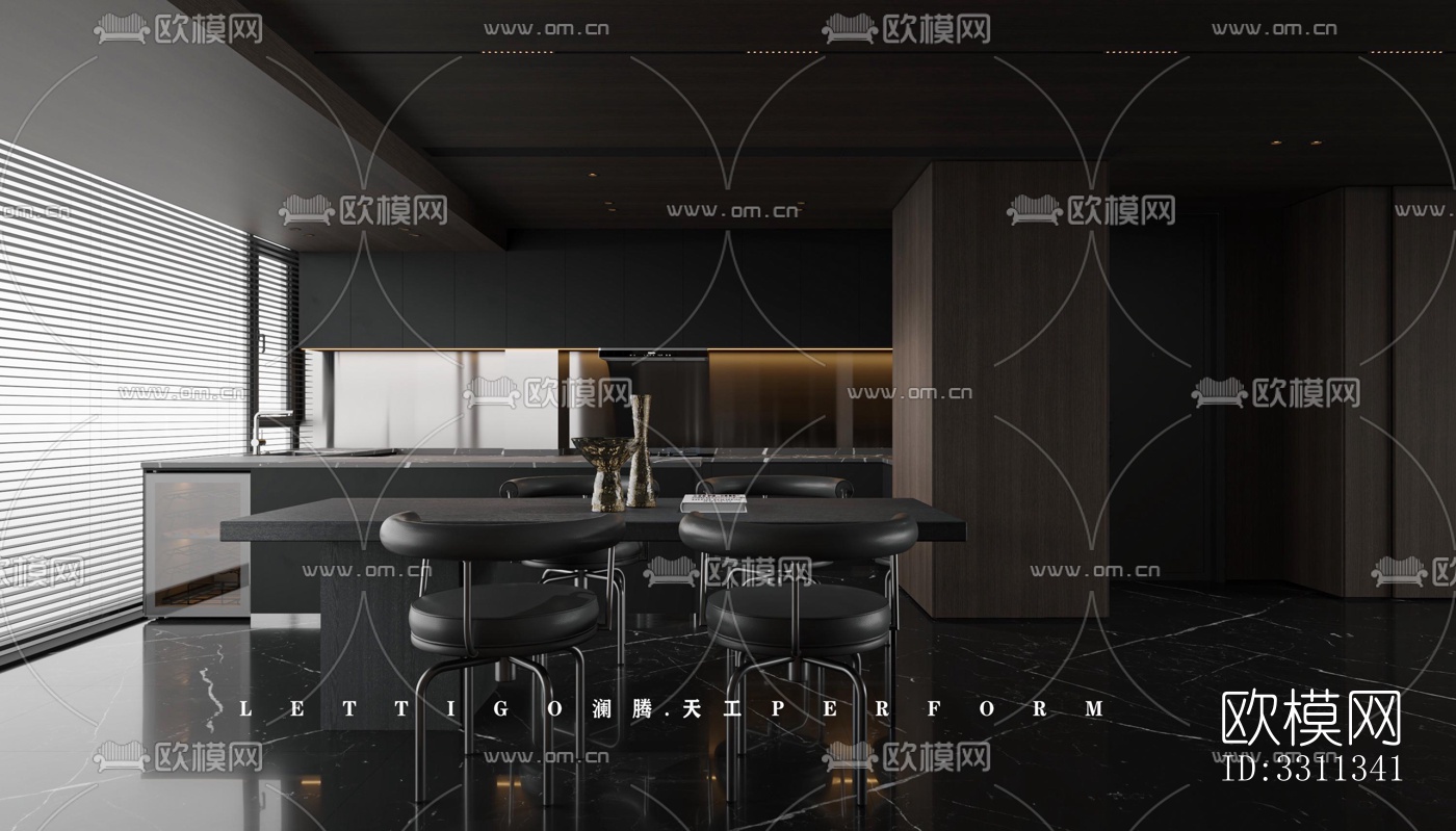 现代客餐厅效果图下载（渲染图3）