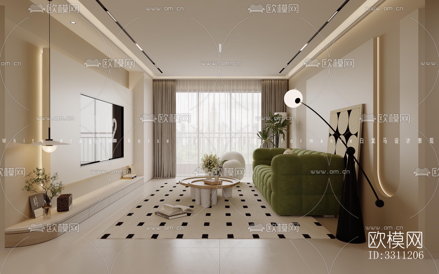 现代客餐厅效果图下载（渲染图8）