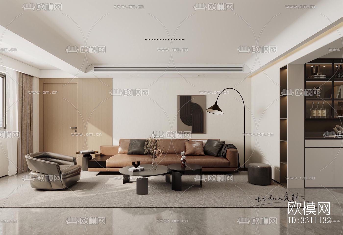 现代客餐厅效果图下载（渲染图3）