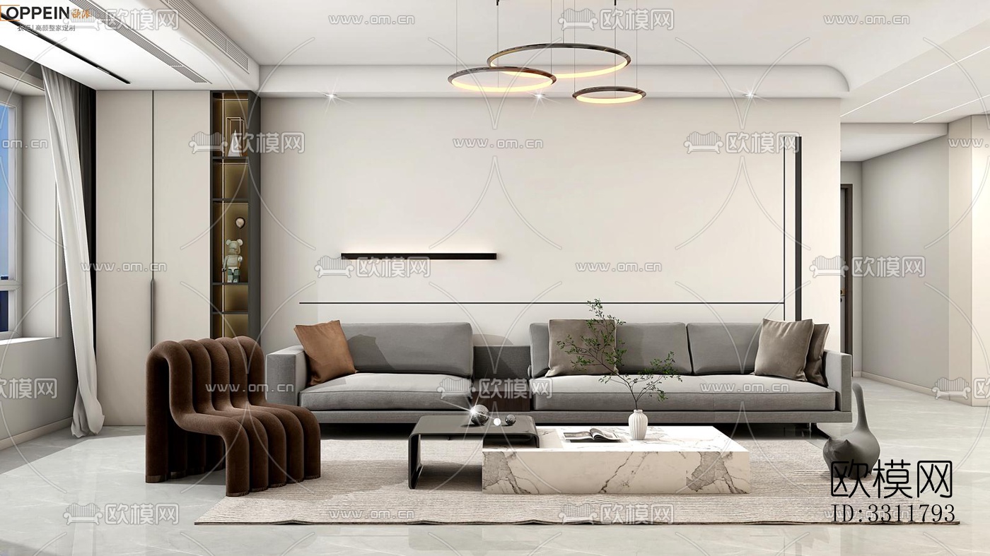 现代客餐厅效果图下载（渲染图4）