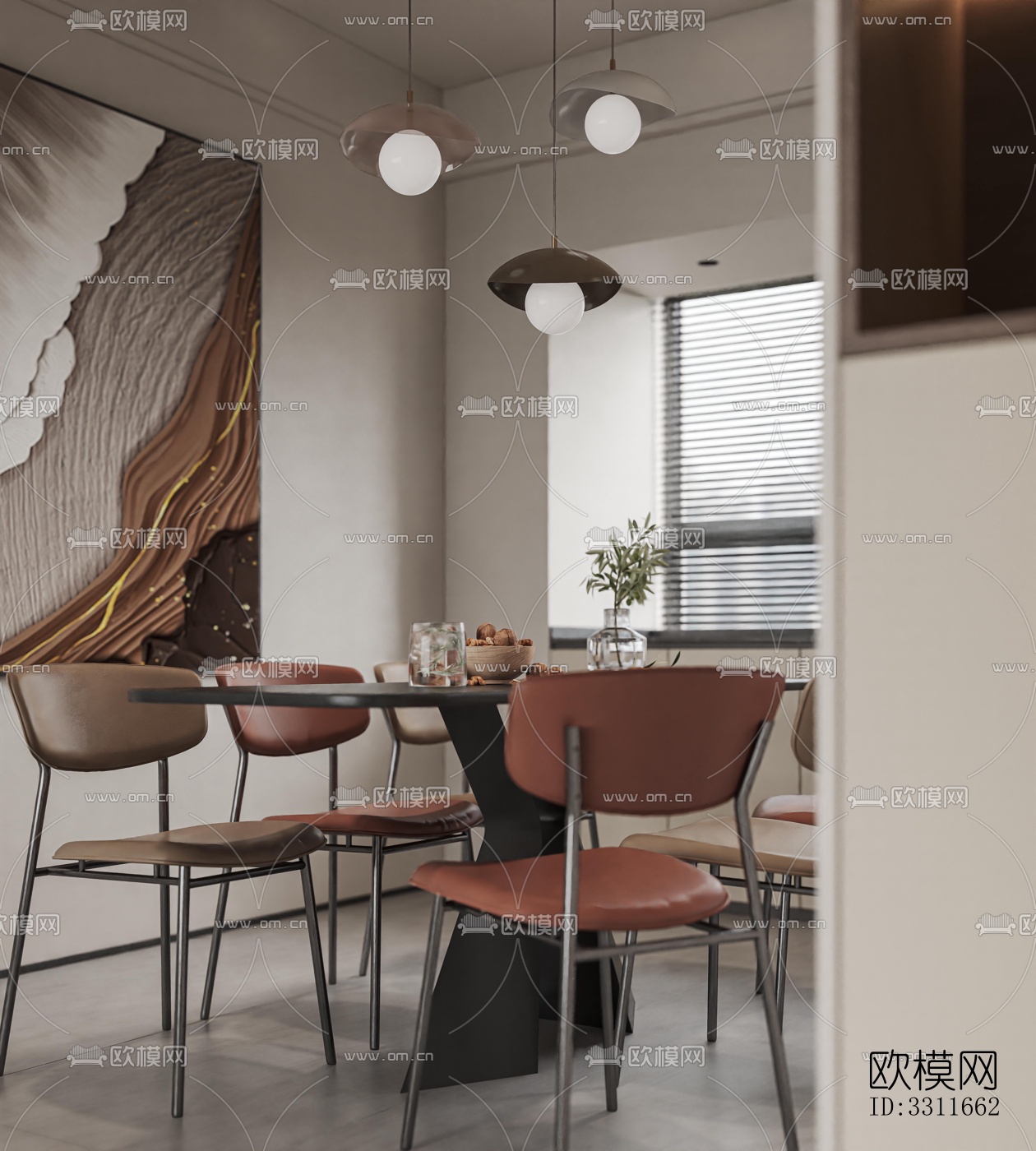 现代客餐厅效果图下载（渲染图5）