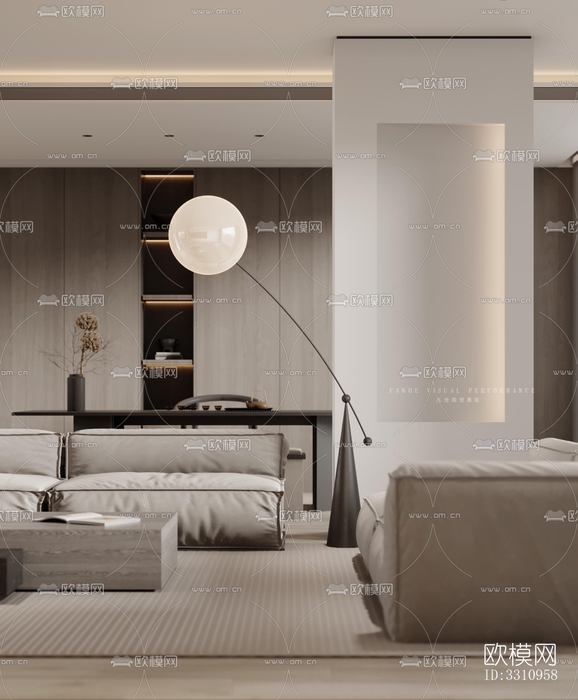 现代客餐厅效果图下载（渲染图2）