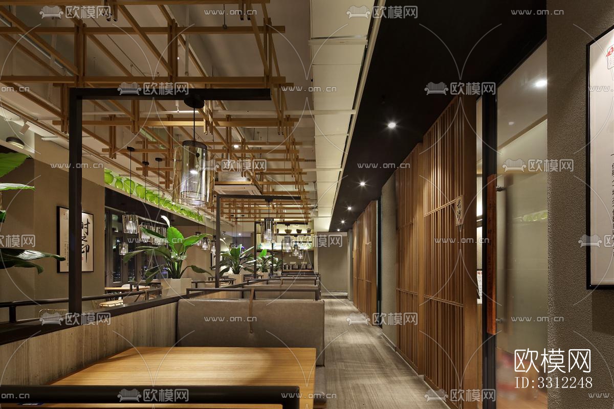 新中式中餐厅效果图下载（渲染图8）