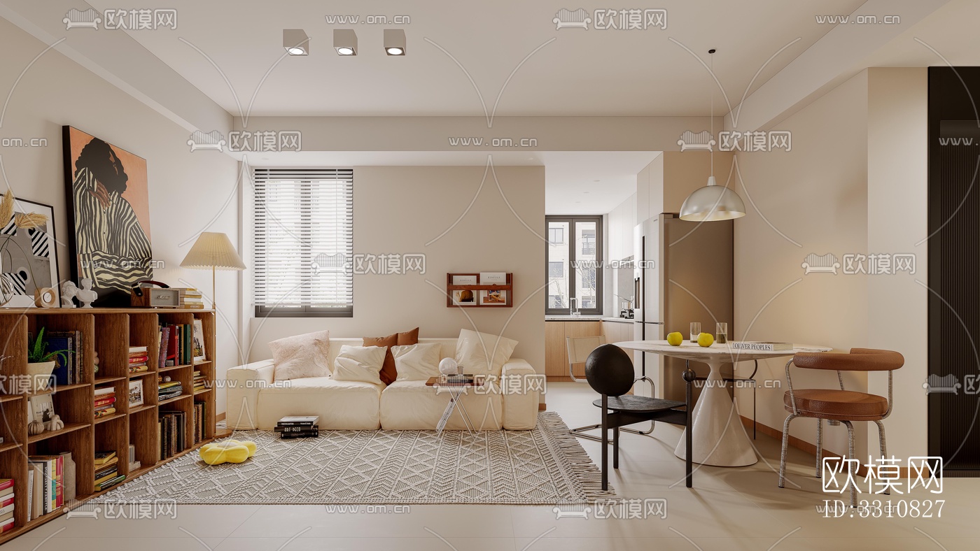 现代客餐厅效果图下载（渲染图1）