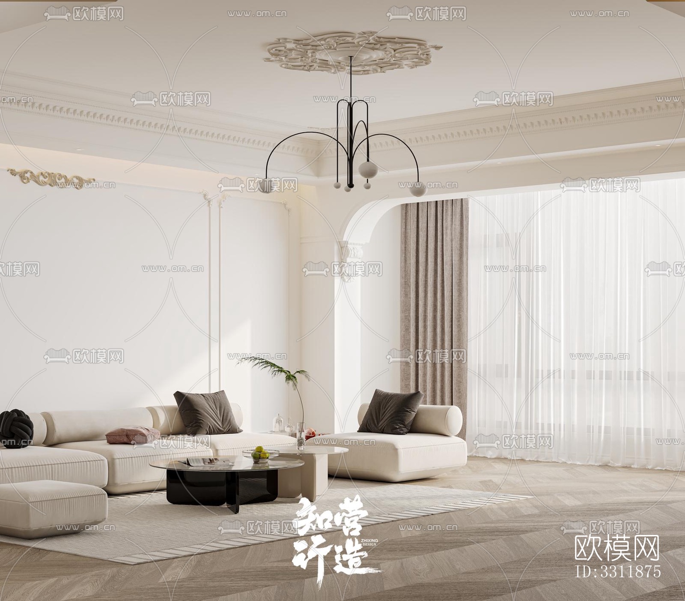 现代客餐厅效果图下载（渲染图7）