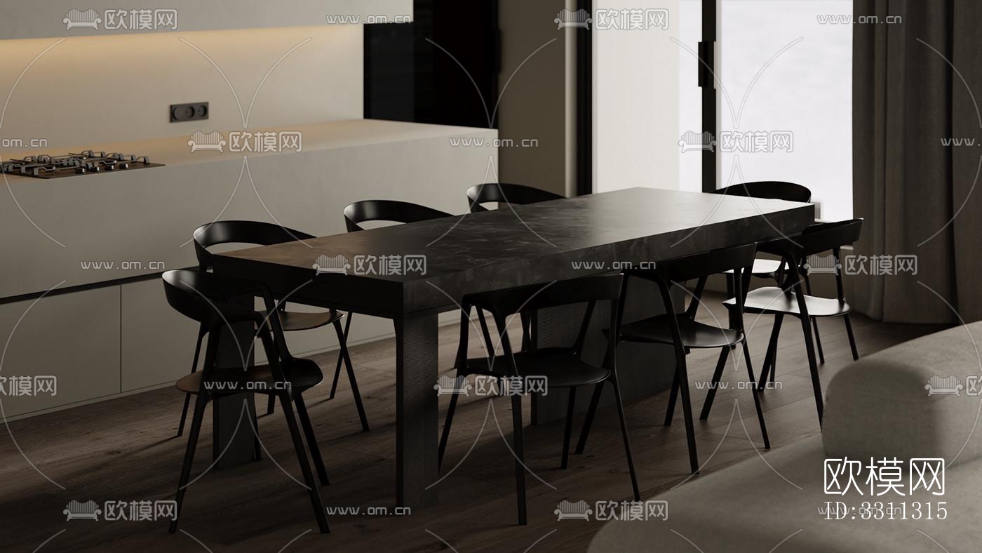 现代客餐厅效果图下载（渲染图4）