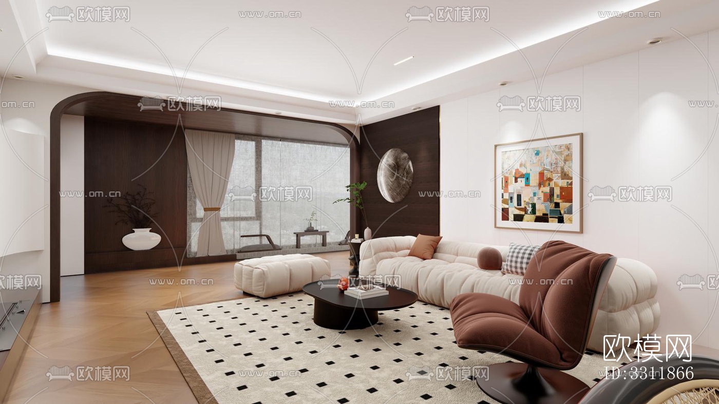 现代客餐厅效果图下载（渲染图4）