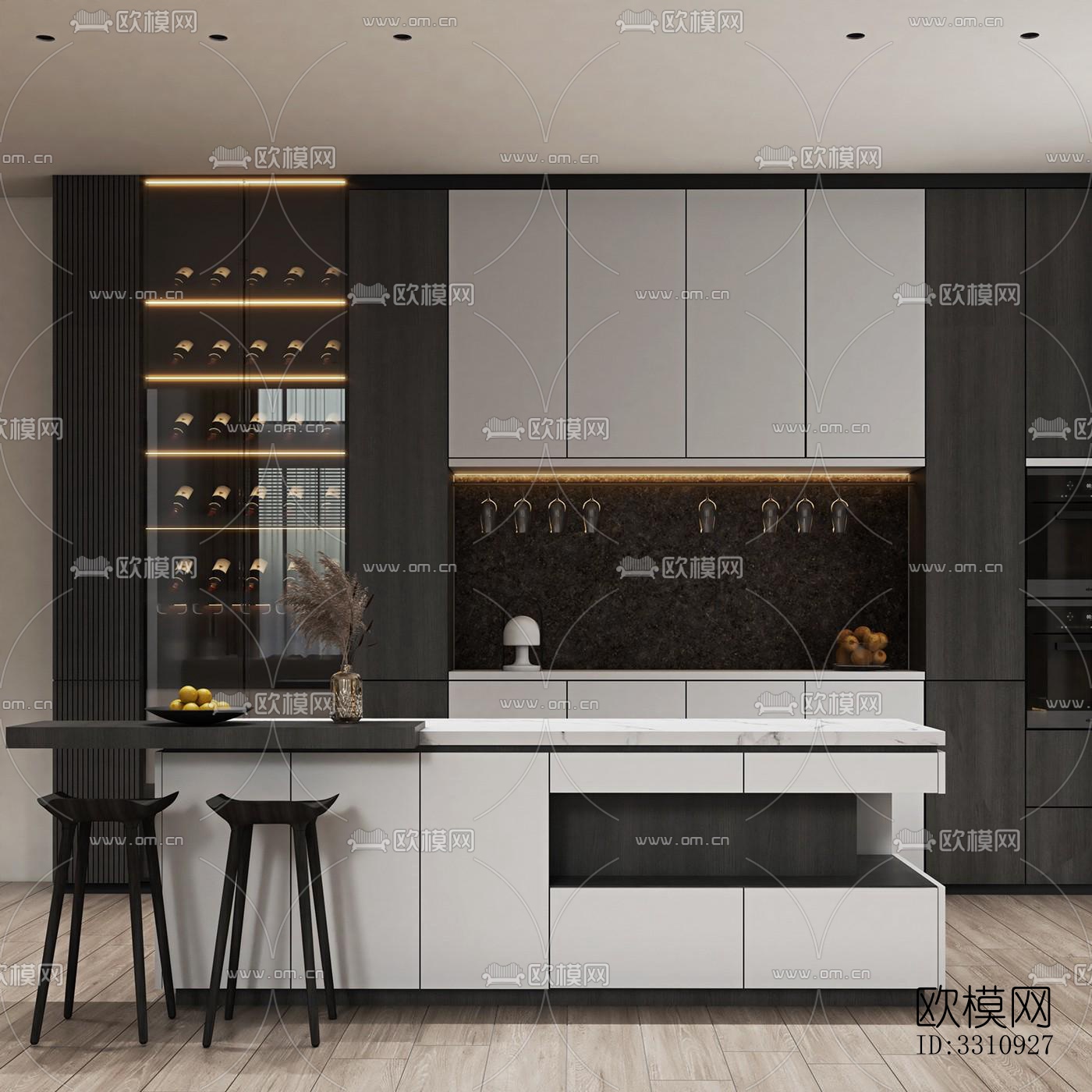 现代客餐厅效果图下载（渲染图9）