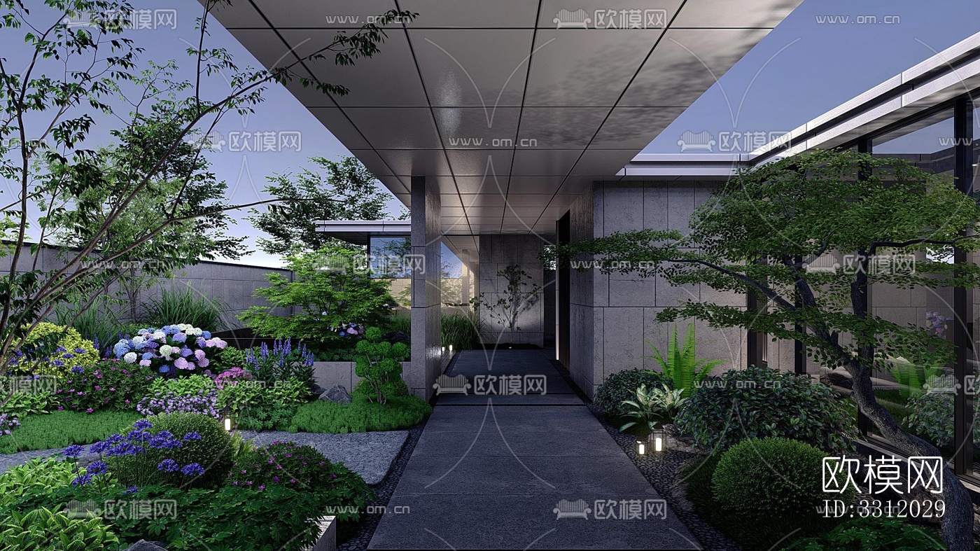 现代阳台花园效果图下载（渲染图1）