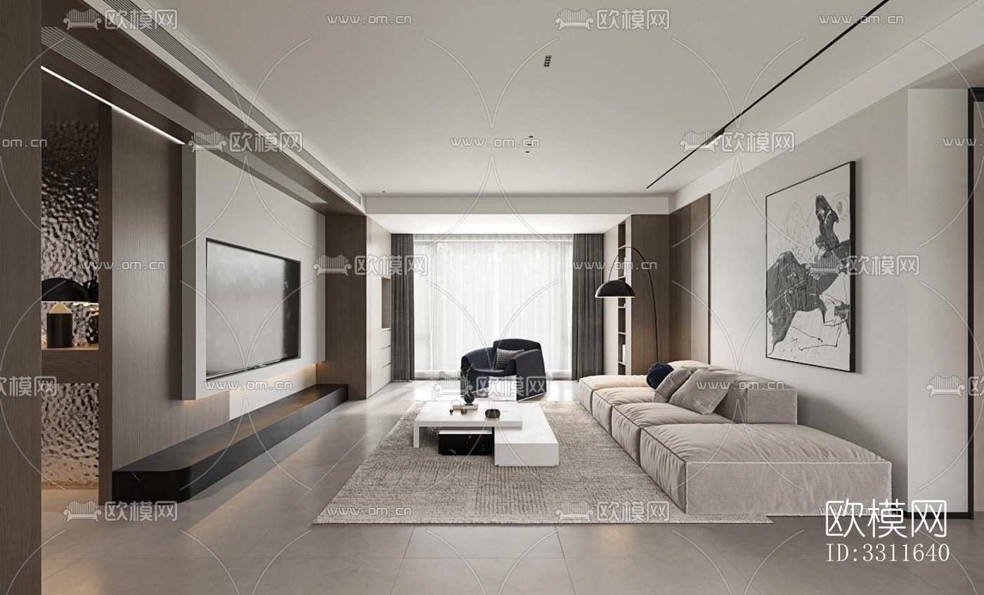 现代客餐厅效果图下载（渲染图4）