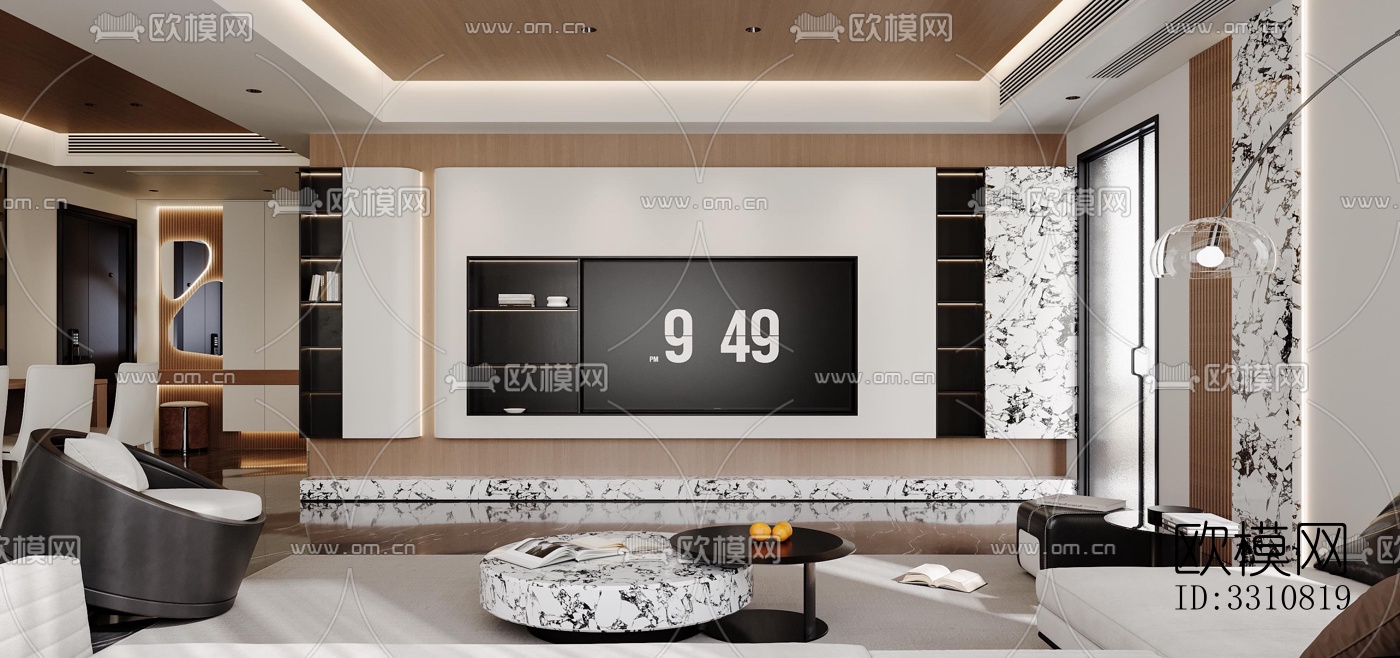 现代客餐厅效果图下载（渲染图2）