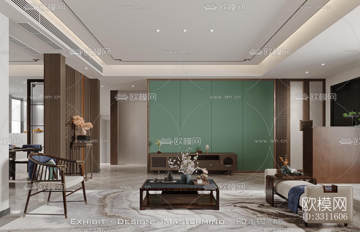 现代客餐厅效果图下载（渲染图4）