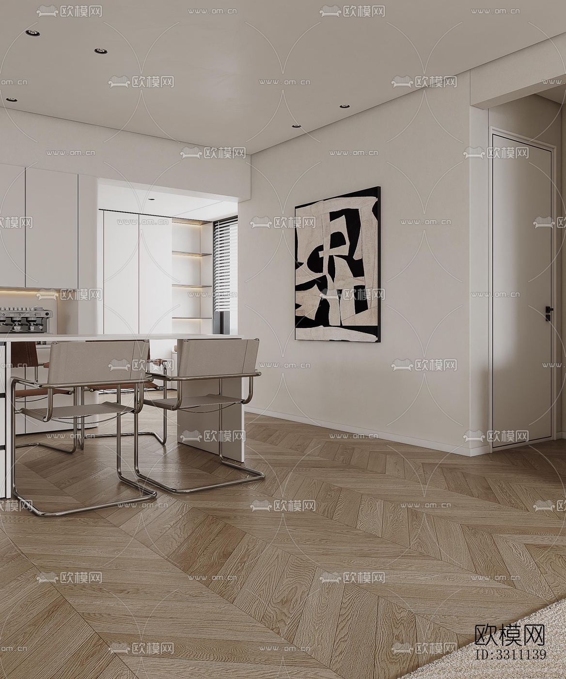 现代客餐厅效果图下载（渲染图5）