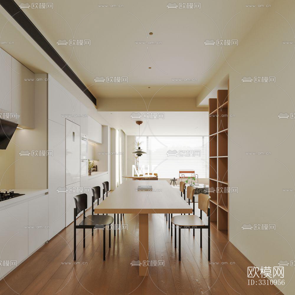 现代客餐厅效果图下载（渲染图5）