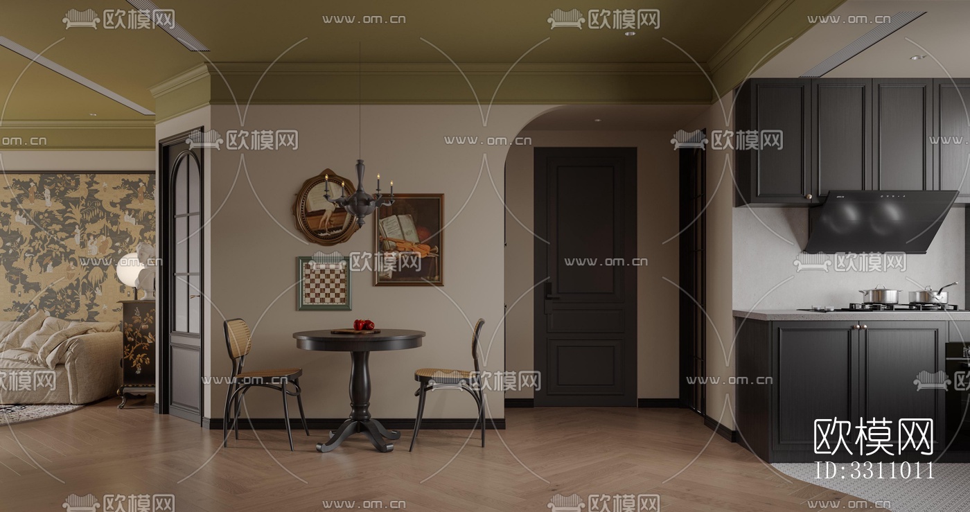 现代客餐厅效果图下载（渲染图5）