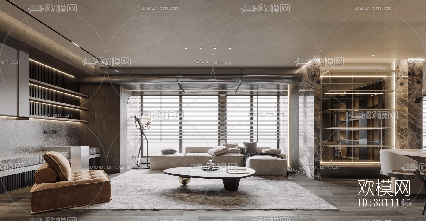 现代客餐厅效果图下载（渲染图2）