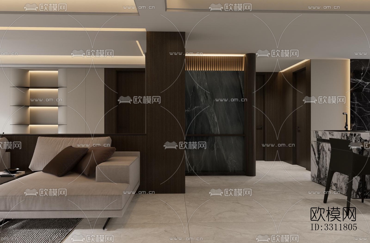 现代客餐厅效果图下载（渲染图12）