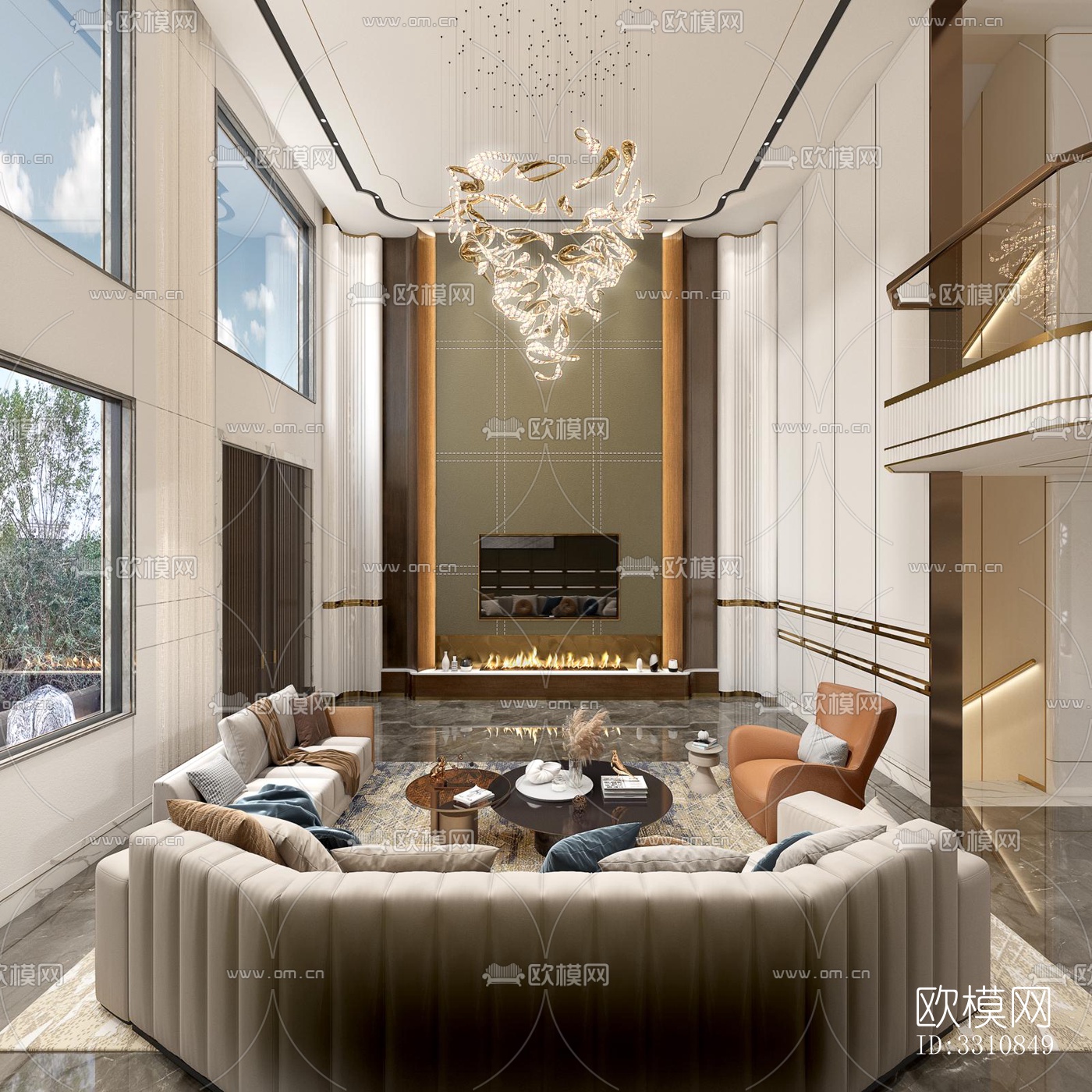 现代客餐厅效果图下载（渲染图8）