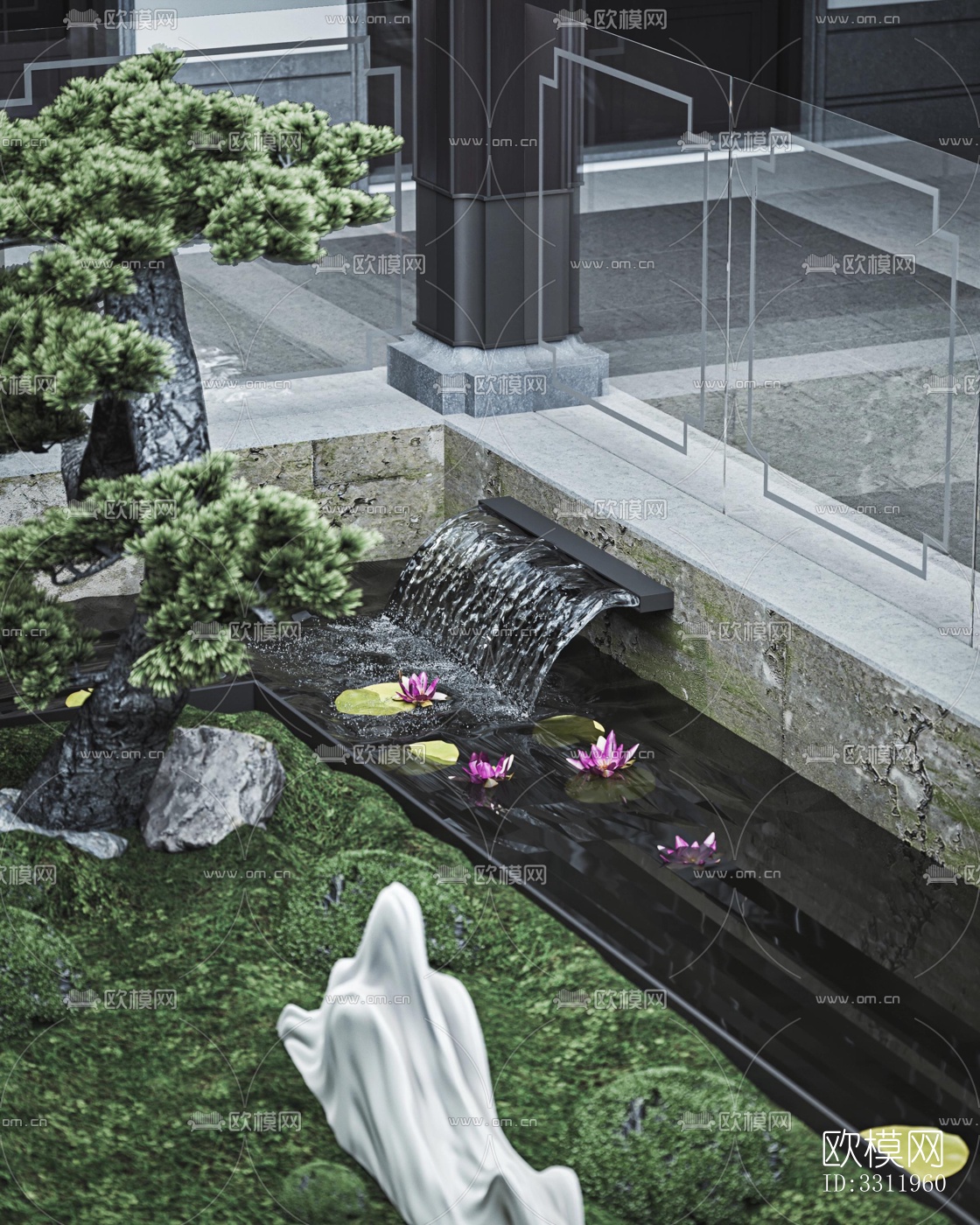 新中式阳台花园效果图下载（渲染图9）