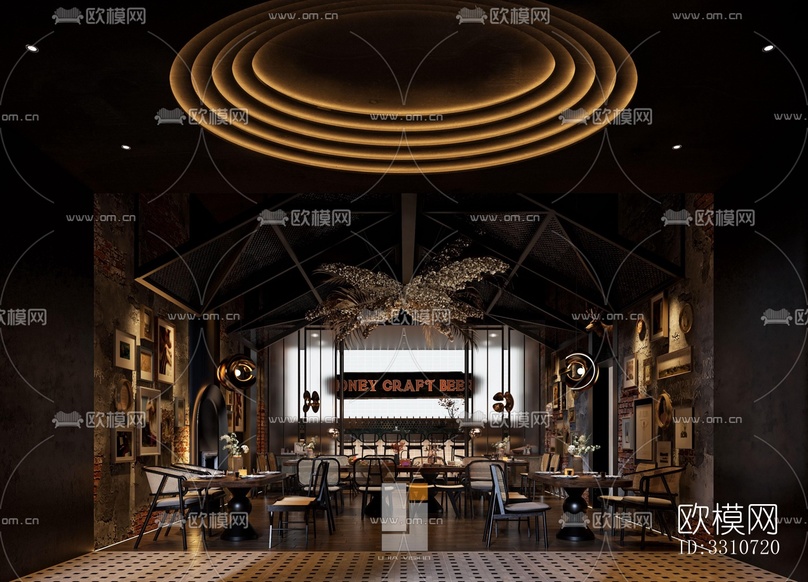 侘寂酒吧效果图-免费3dmax模型库-欧模网