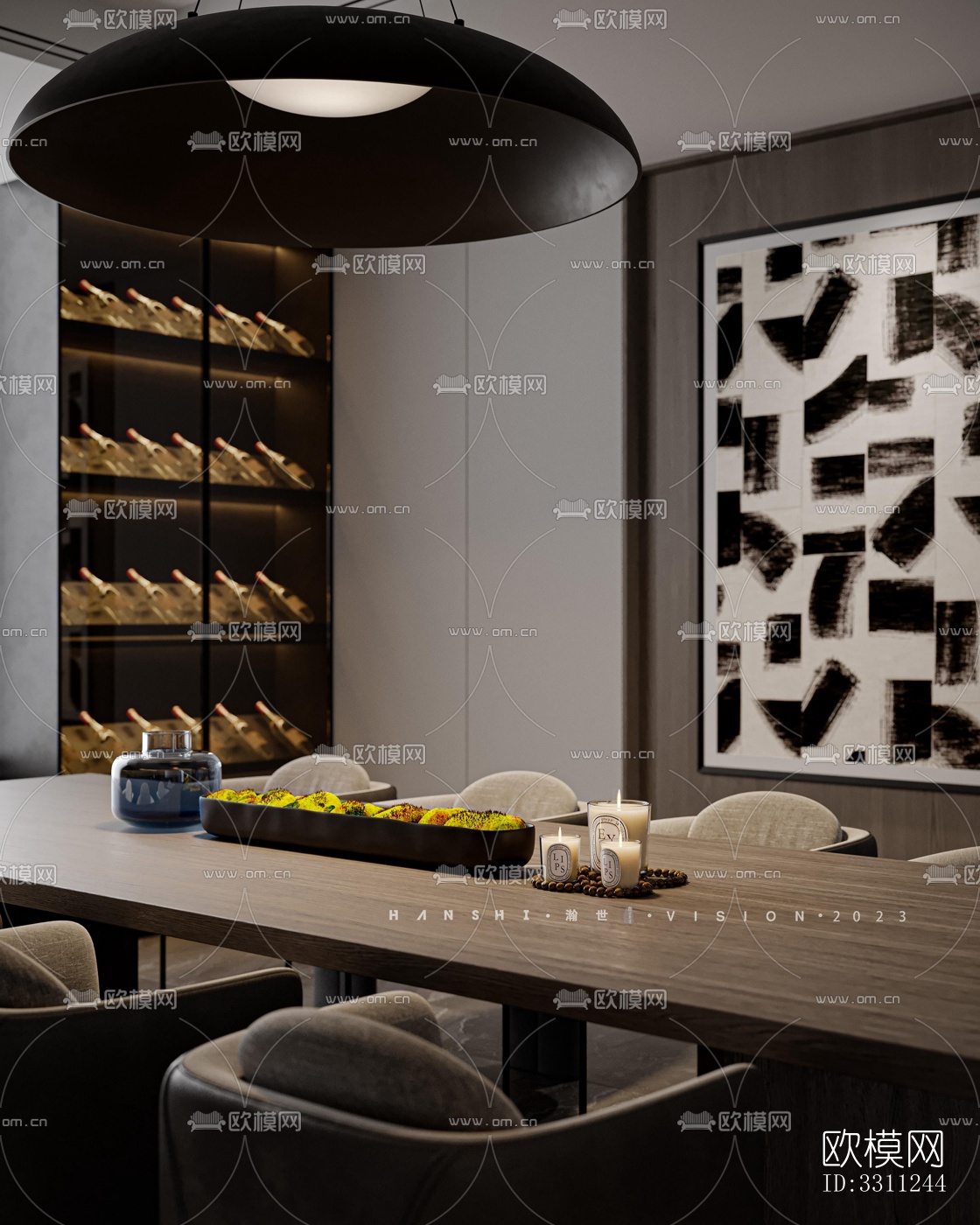 现代客餐厅效果图下载（渲染图4）