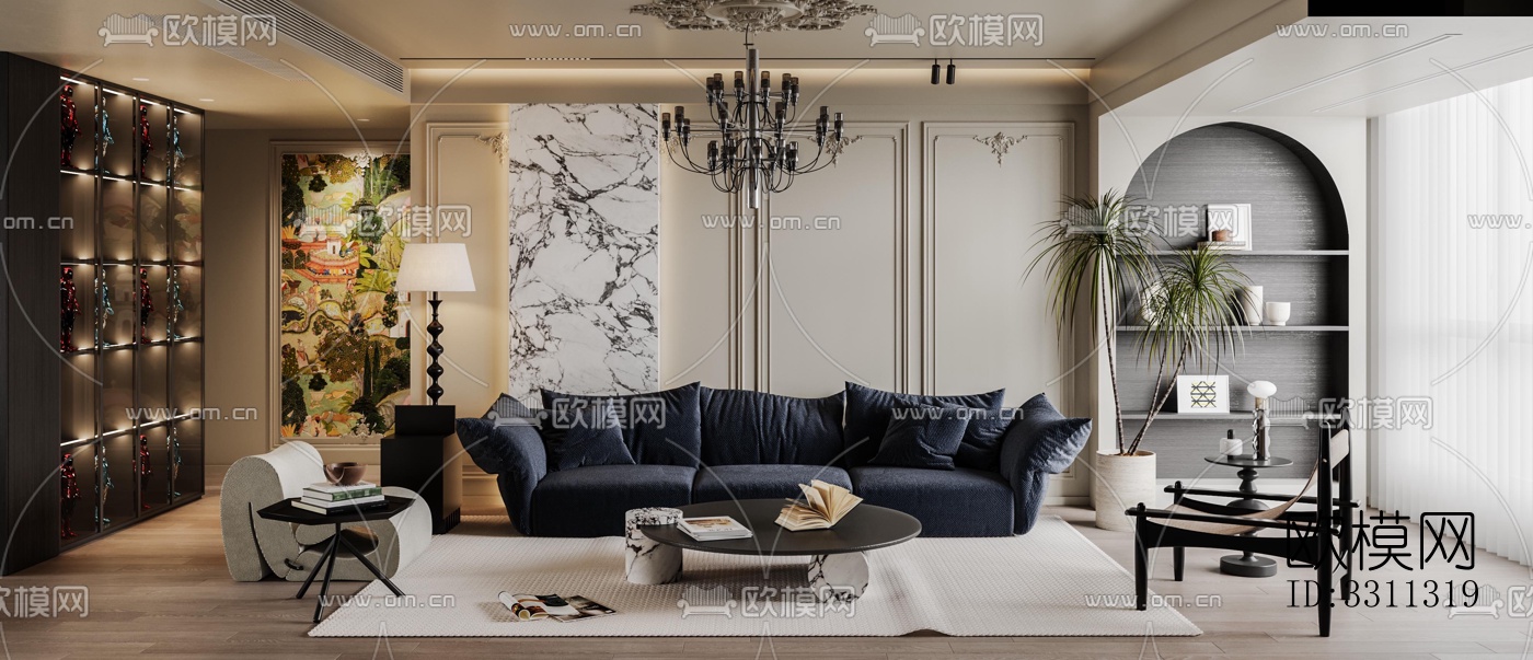 现代客餐厅效果图下载（渲染图3）