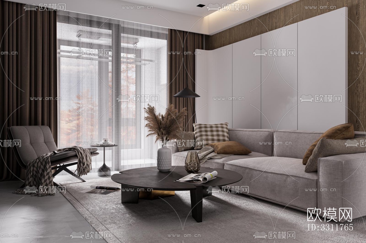 现代客餐厅效果图下载（渲染图4）