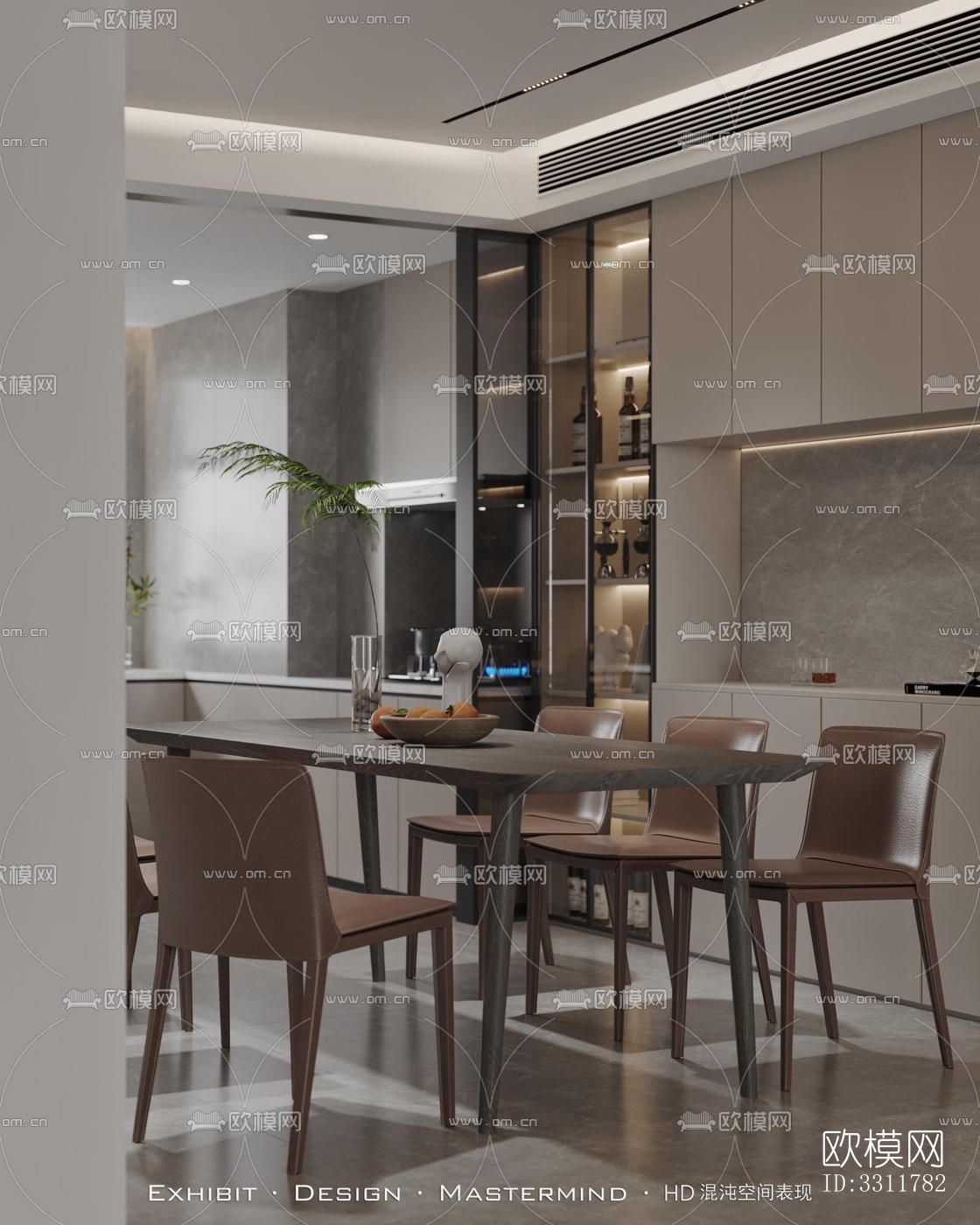 现代客餐厅效果图下载（渲染图9）