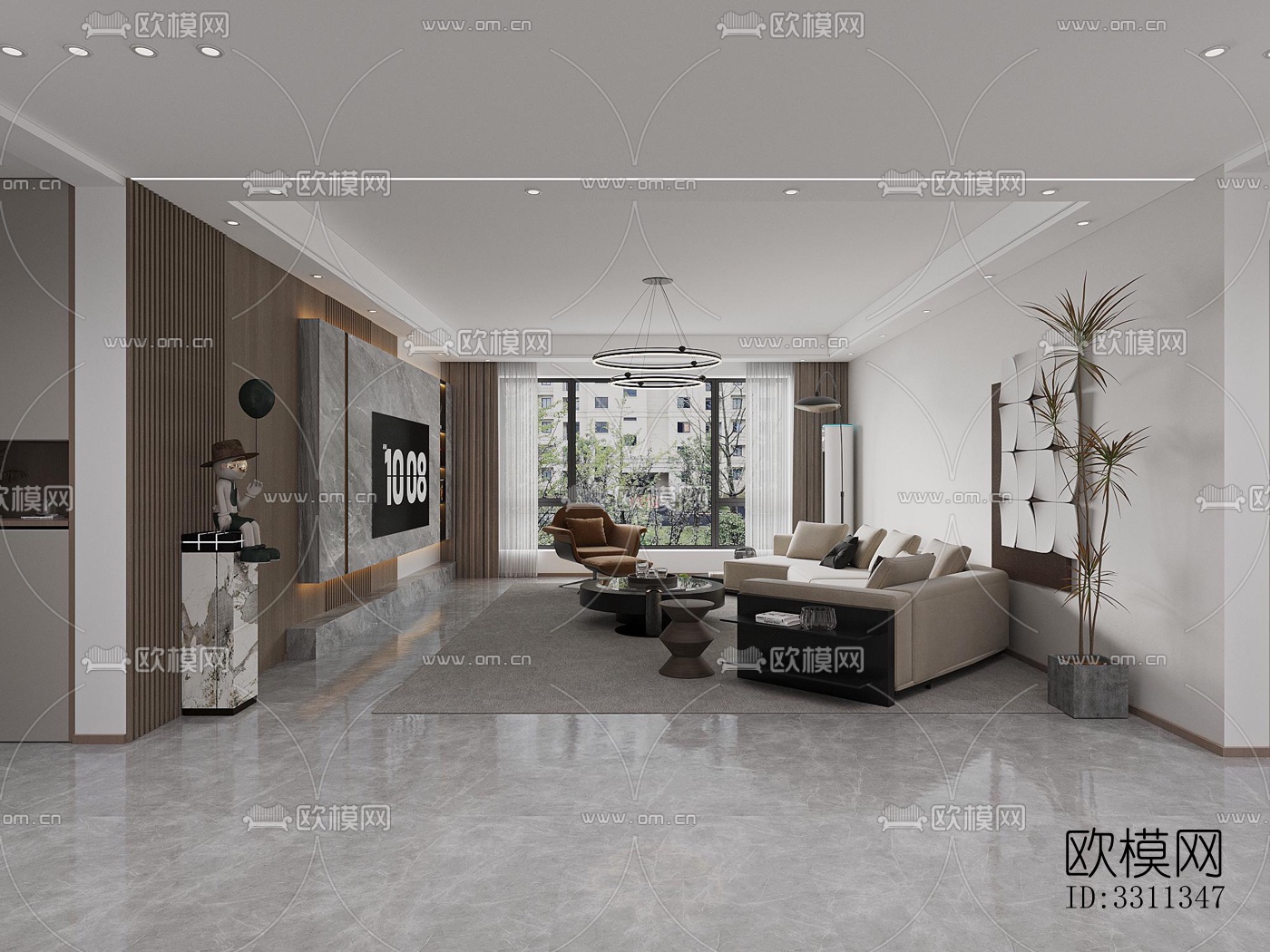 现代客餐厅效果图下载（渲染图3）