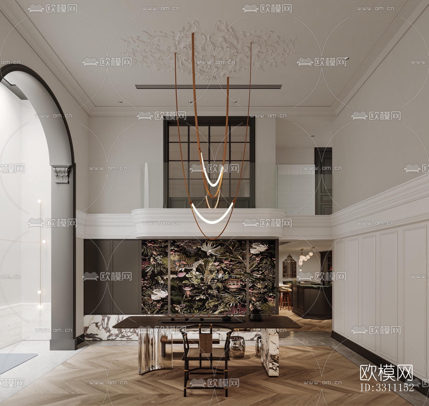 现代客餐厅效果图下载（渲染图6）